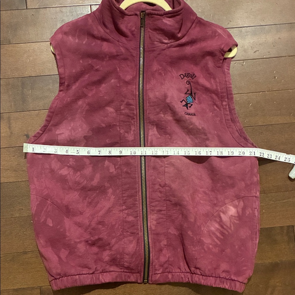 Vintage Tye Dye Dagoli Purple Sleeveless Zip-Up Vest. Thick Sweatshirt fabric. - Picture 5 of 6